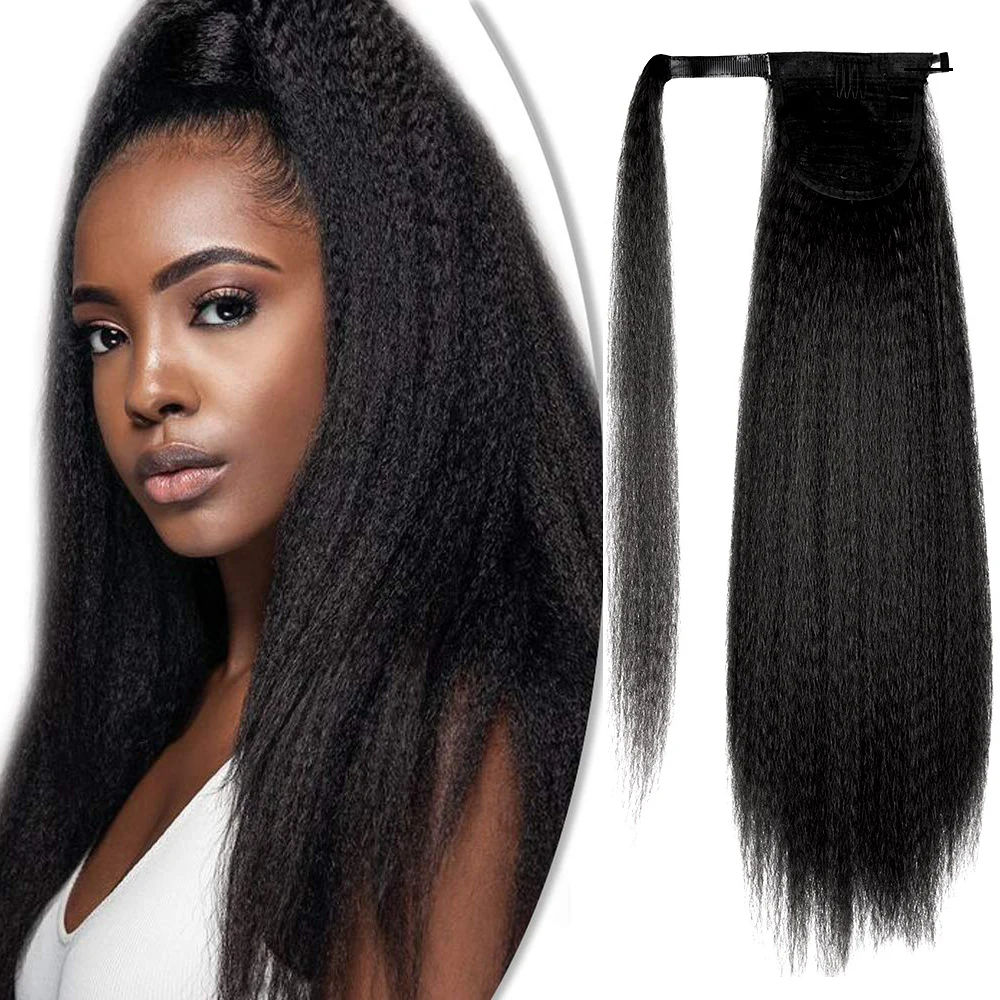 Ombre Cheap Afro Kinky Natural Black Ponytail Wrap Around Hairpiece Heat Resistant Synthetic Ponytail For Black Women