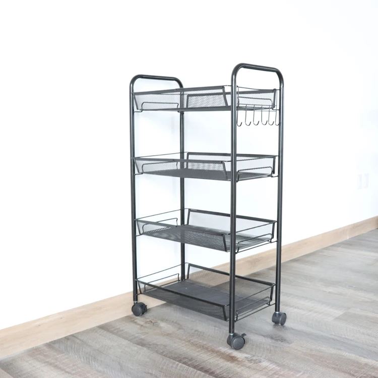 Kitchen Furniture 4 Tiers Metal Fruit Vegetable Storage Rack Kitchen Moving Storage Carts