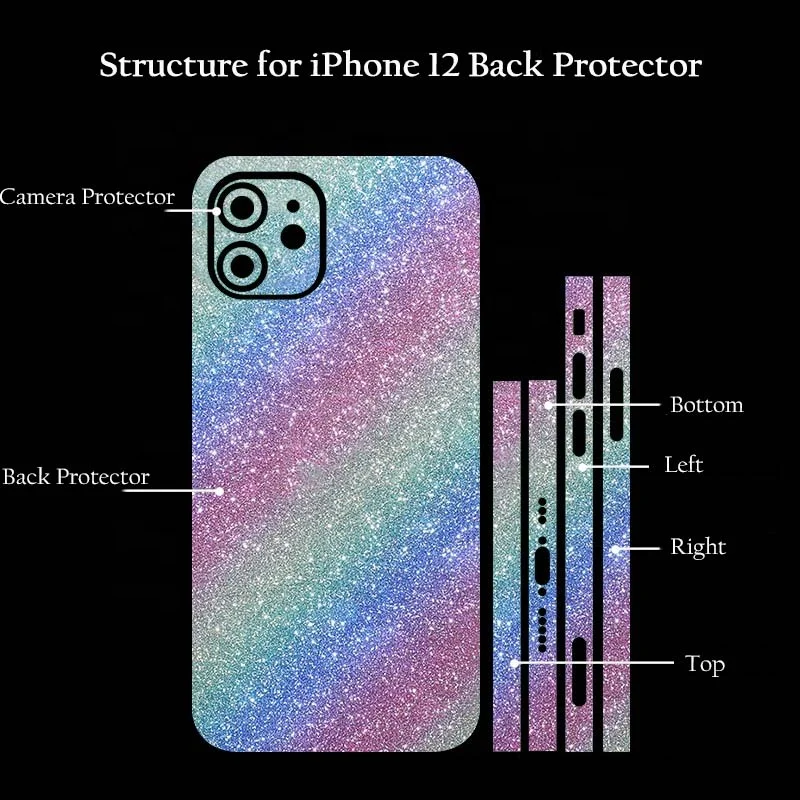 Полностью покрытая ПВХ блестящая пленка для задней панели телефона iPhone