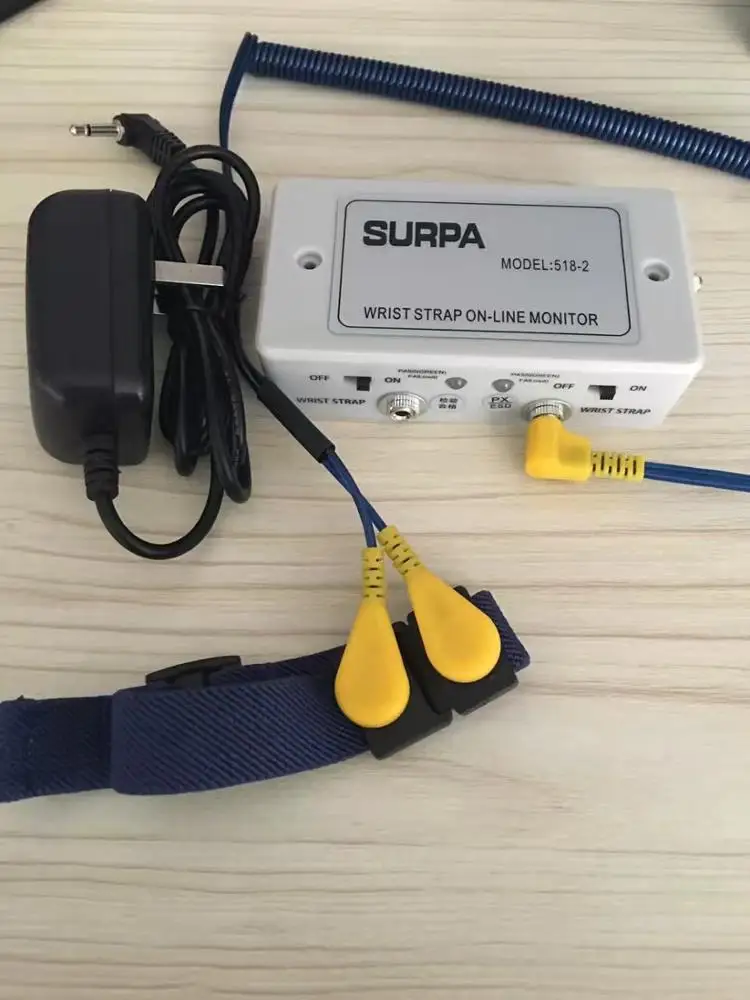 Free Shipping SS02 Dark Blue Dual Cord ESD Wrist Strap with DC Plug and 3 meter