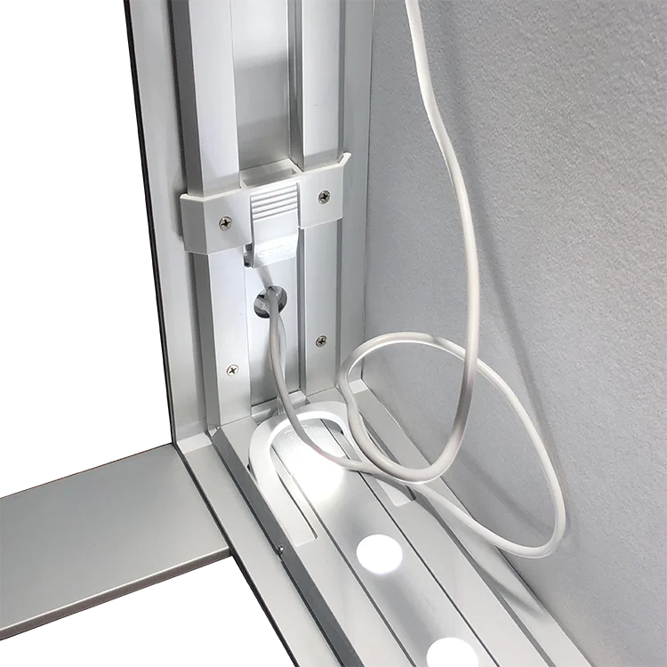 High quality portable trade show exhibition aluminum floor light stand seg fabric printing light box display backdrop stand