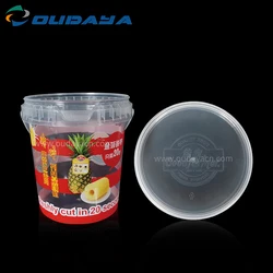 2.5L customization small food packaging clear plastic bucket with lid plastic pail