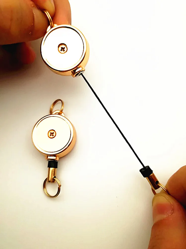 BR-19-Z Wholesale Metal Custom Order Logo Printed Cheap Nurse Retractable Pull Reel Badge Reel  Keychain Id Card Holder