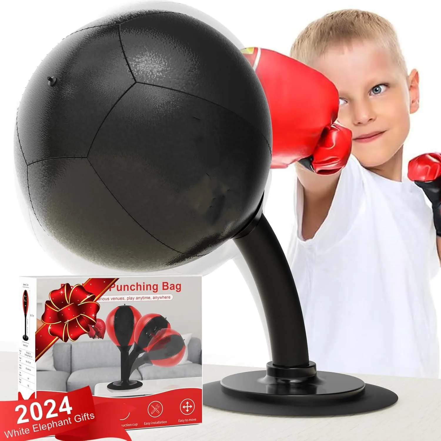 Wellshow Desktop Punching Bag Stress Buster with Suction Cup for Office Table Heavy Duty Stress Relief Ball Desk Boxing Ball