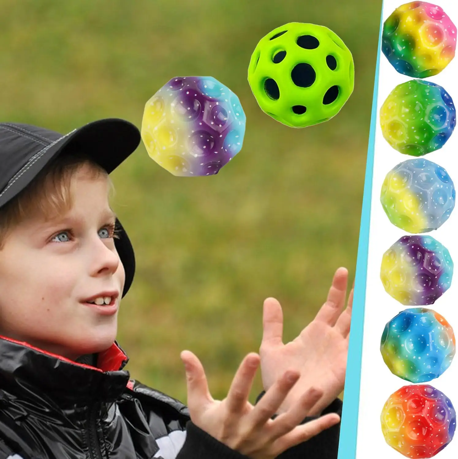 High Resilience Moon Shape Porous Bouncy Ball Anti-gravity Super Bouncy Multi-hole Astro Jump Ball Mini High Bouncing Ball