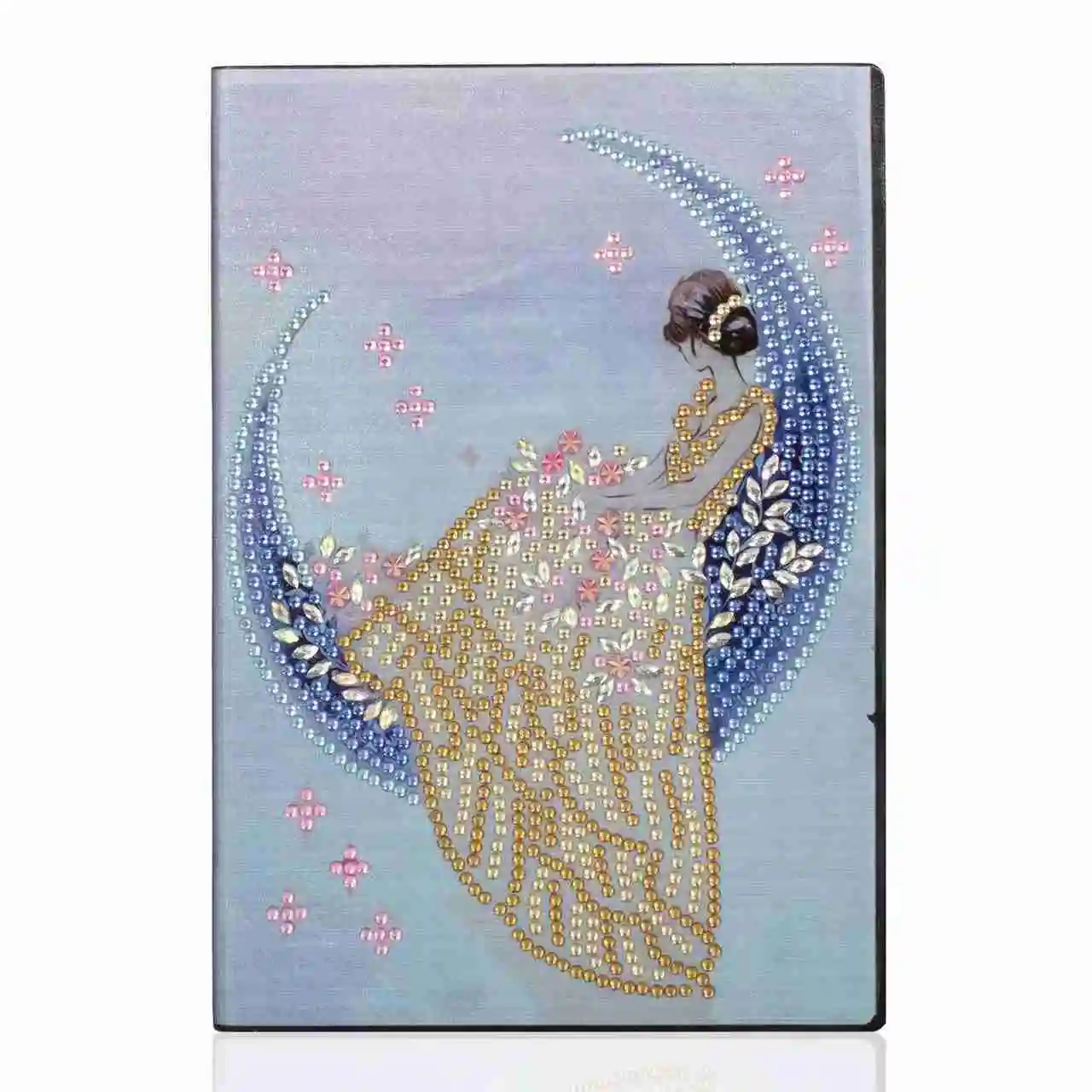 Moon Fairy Girl Princess Leather Cover Special Shaped Journal Sketchbook Crystal 5D Diy Diamond Art Hardcover Dairy Book