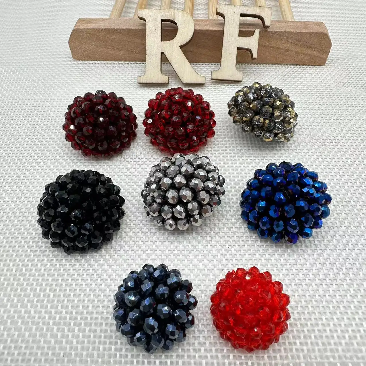 Classical Handmade Sewing Glass Beads Buttons Hand Beaded for Clothes Decorative