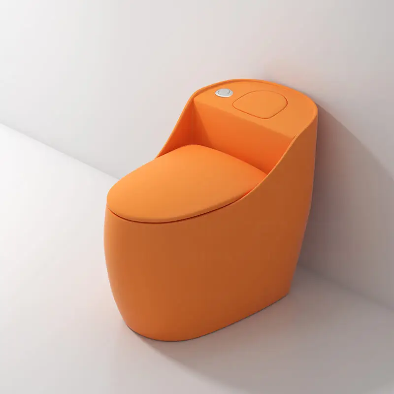 Luxury Design Modern Bathroom Siphon Flush Round Toilet Bowl Orange Color Toilet Bowl Floor Mounted One Piece Toilet