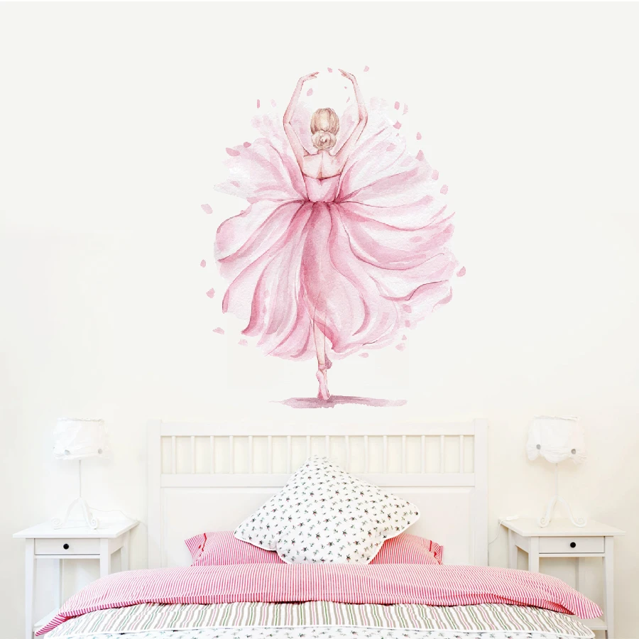 bedroom decoration self adhesive 3d dance wall sticker for young girls