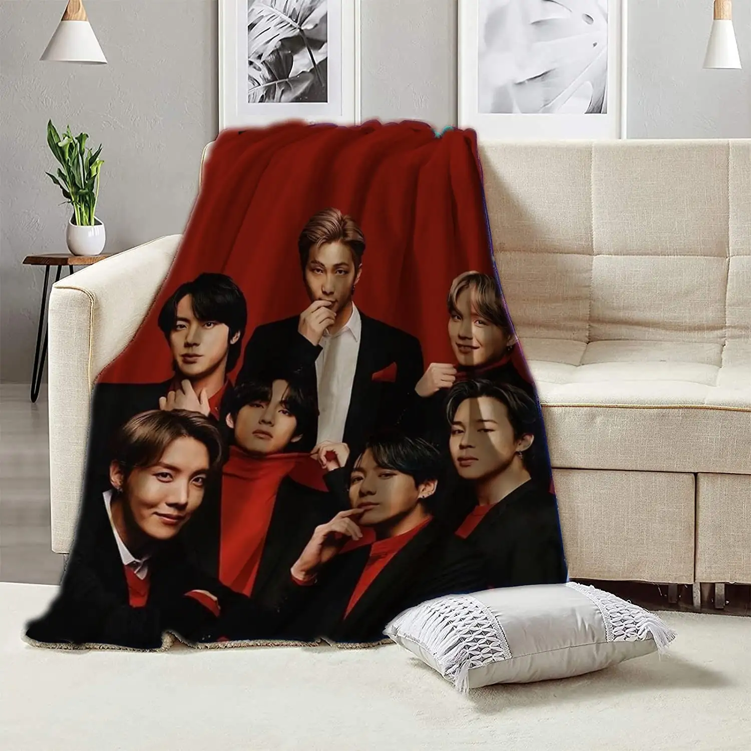Wholesale Kpop warm sherpa fleece custom 3D print throw blanket for winter