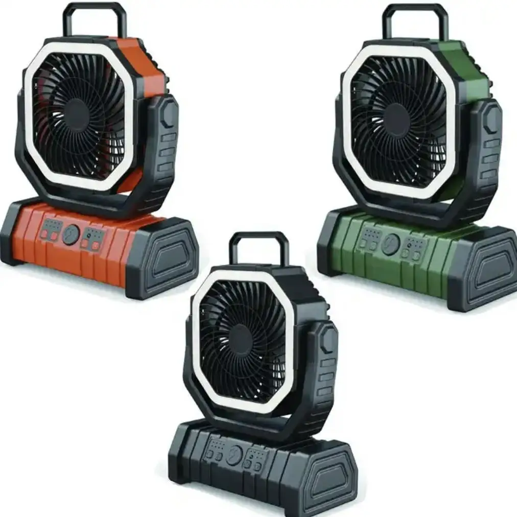 10000mAh Portable Rechargeable Fan Desktop Auto Shaking Head Fan With Light For Phone Charging