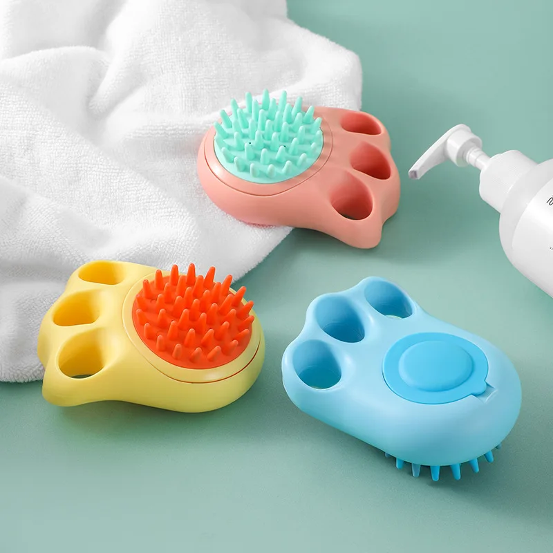 Pet Grooming Products Soft Cat Cleaning Comb Pet Shower Brush with Paw Massage Head for Grooming Cat Supplies