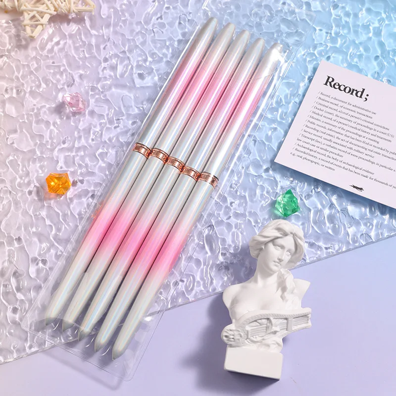5 Pcs Set Nail Art Pink Ultra Thin Liner Nail Brushes 7/9/12/15/20mm Customized Hair Synthetic/Kolinsky Liner Brush