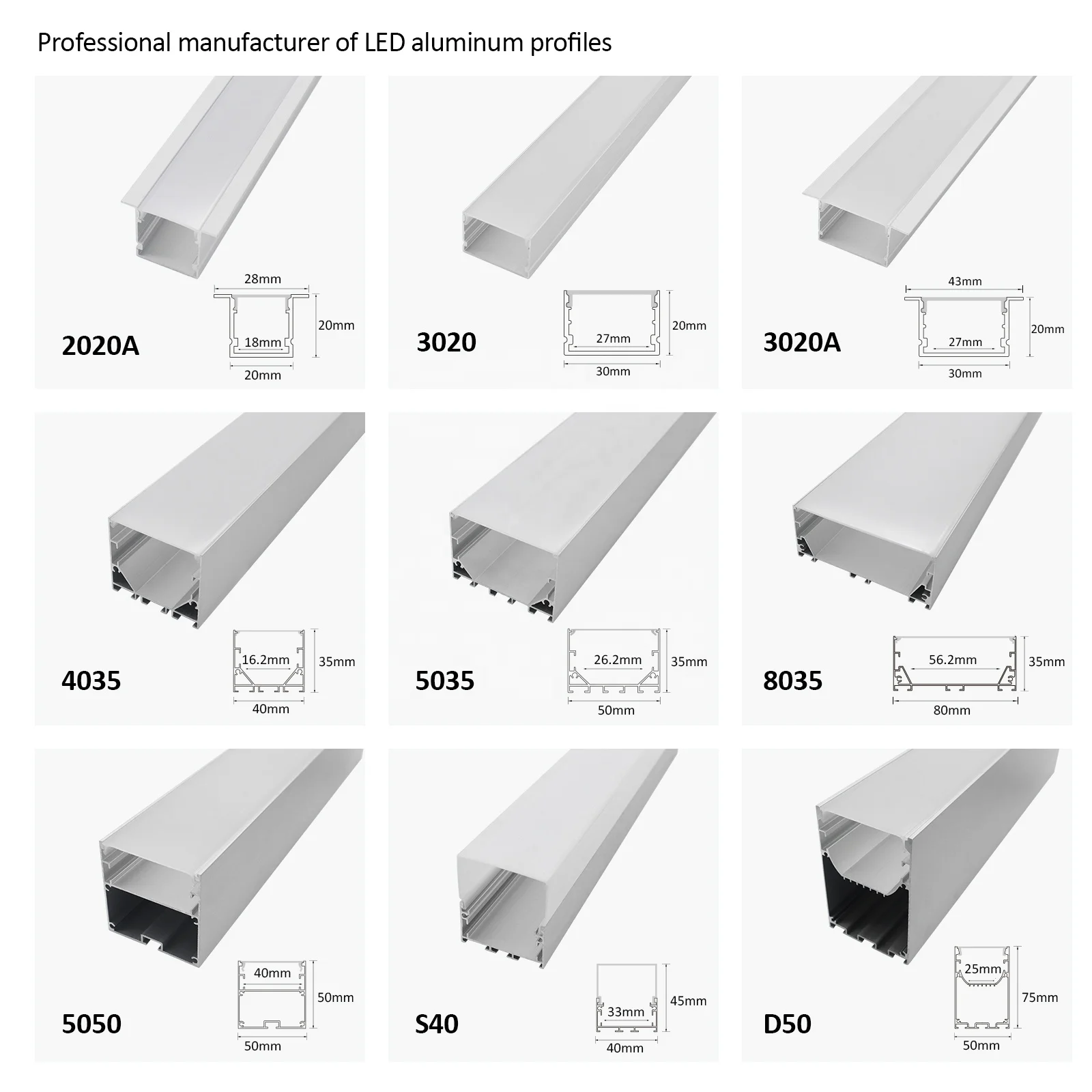 Aluminium Profile for LED Lighting Strip Recessed Aluminum Channel Diffuser Light LED Profile