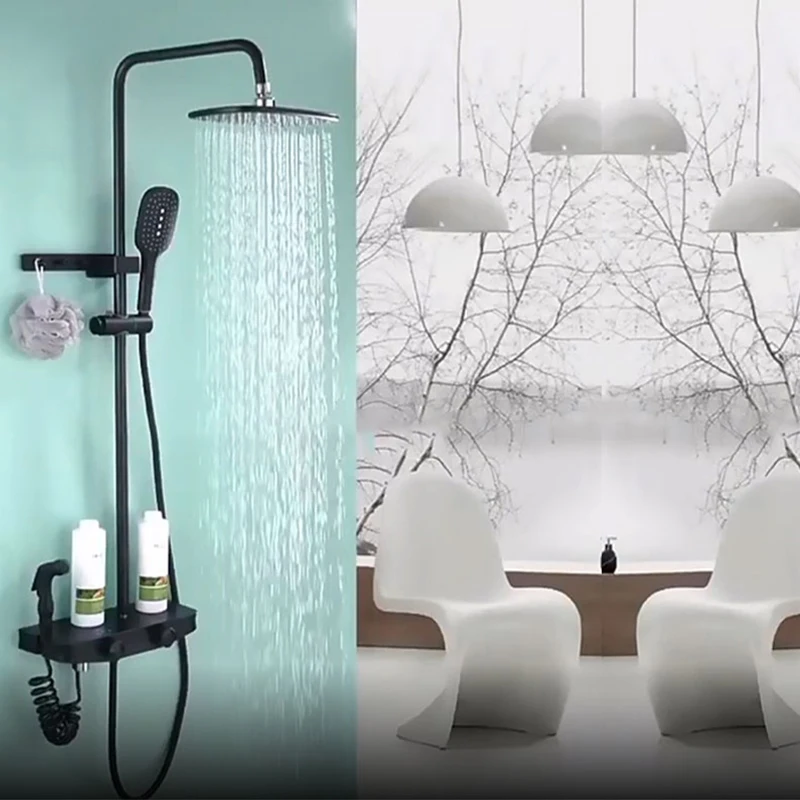 douche shower system with temperature display,  Hot And Cold Wras Bath Rack Shower Set Faucet Mixer Tap Column With Slide Kit