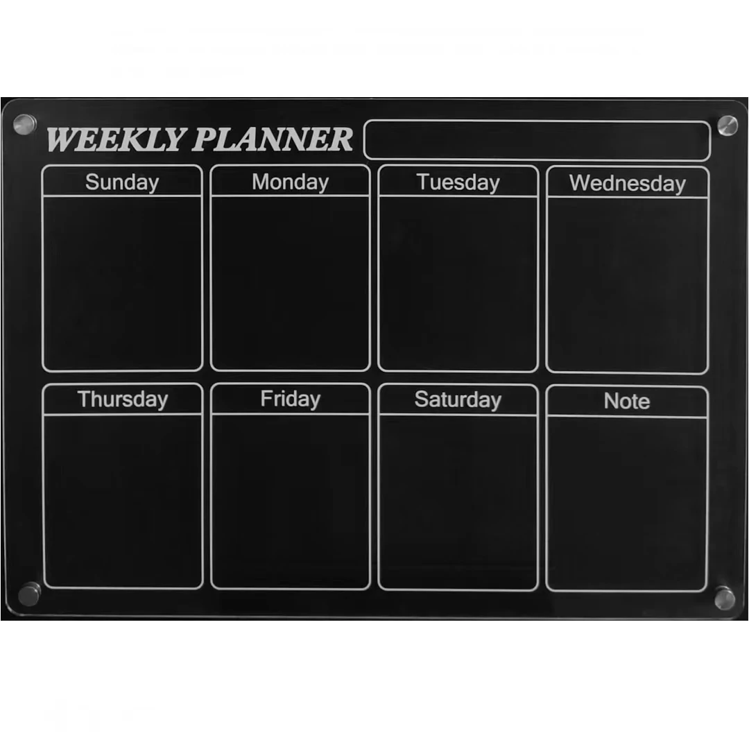 Note Board Refrigerator Acrylic Dry Erase Board Magnetic Clear Glass Includes 4 Dry Erase Markers