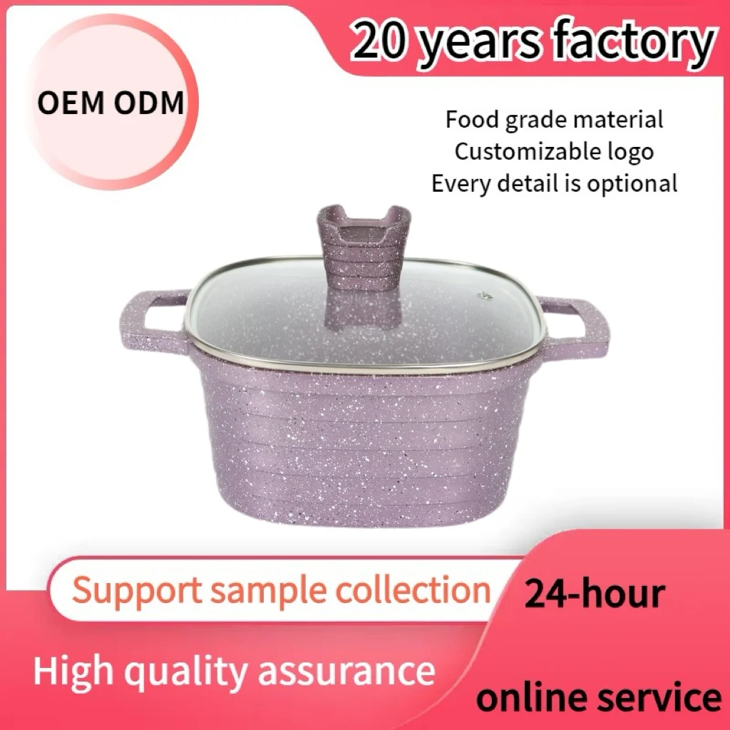 10pcs Die Cast Granite Aluminum Square Soup Pot Set Non Stick Pan Frying Set Kitchenware Sets Cookware for Gas Stove
