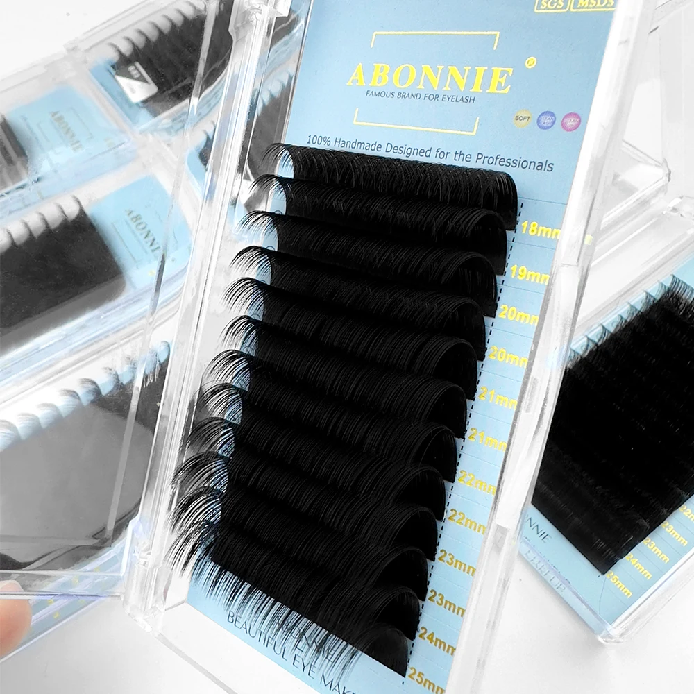 Siberian Mink Lashes Eyelash Extensions Wholesale Deep Black Matte Mink Soft Eyelash Pbt Cashmere Lash Extensions Volume Trays