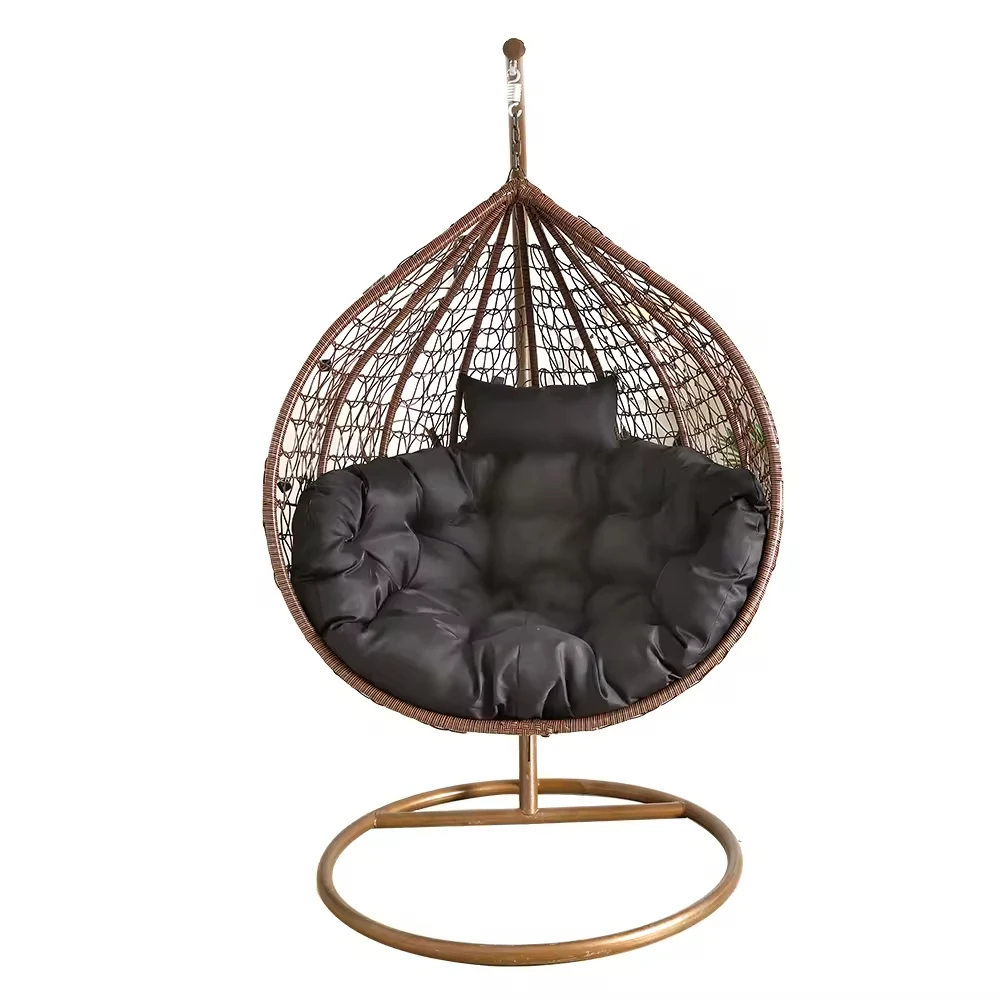 Hot Sale Modern Garden Patio Basket One Seat Egg Swing Hammock Chair , Outdoor Wicker Rattan Egg Swing Hanging Chair With Stand