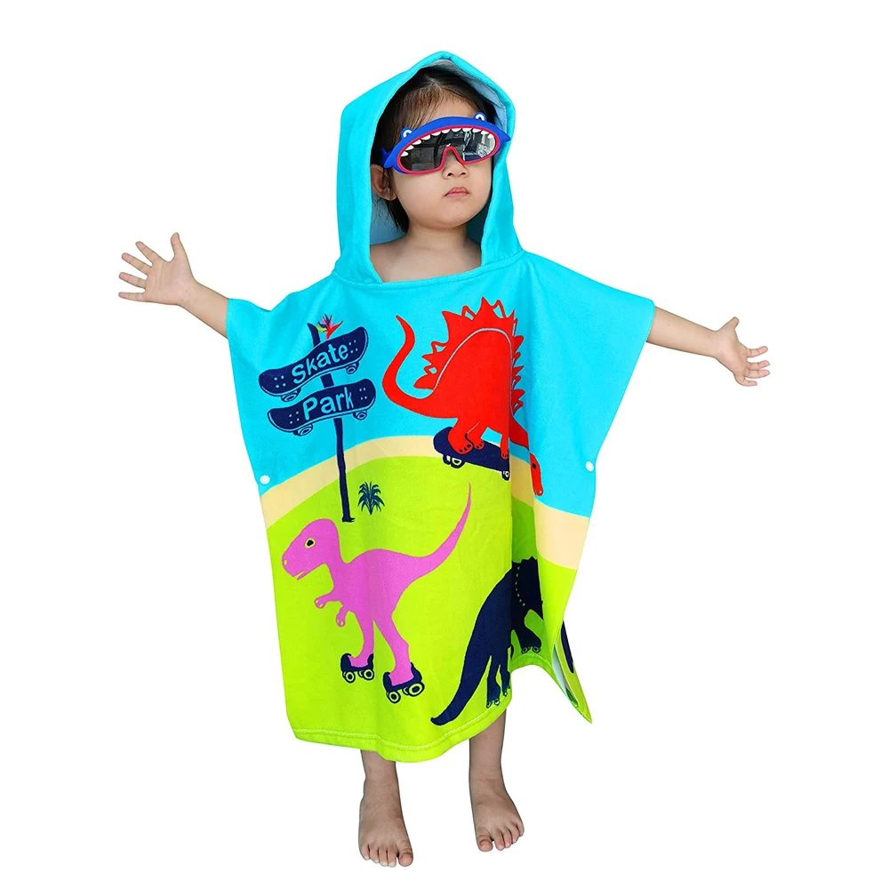 
Custom logo embroidery kids knitted hooded beach towel poncho blank sublimation 