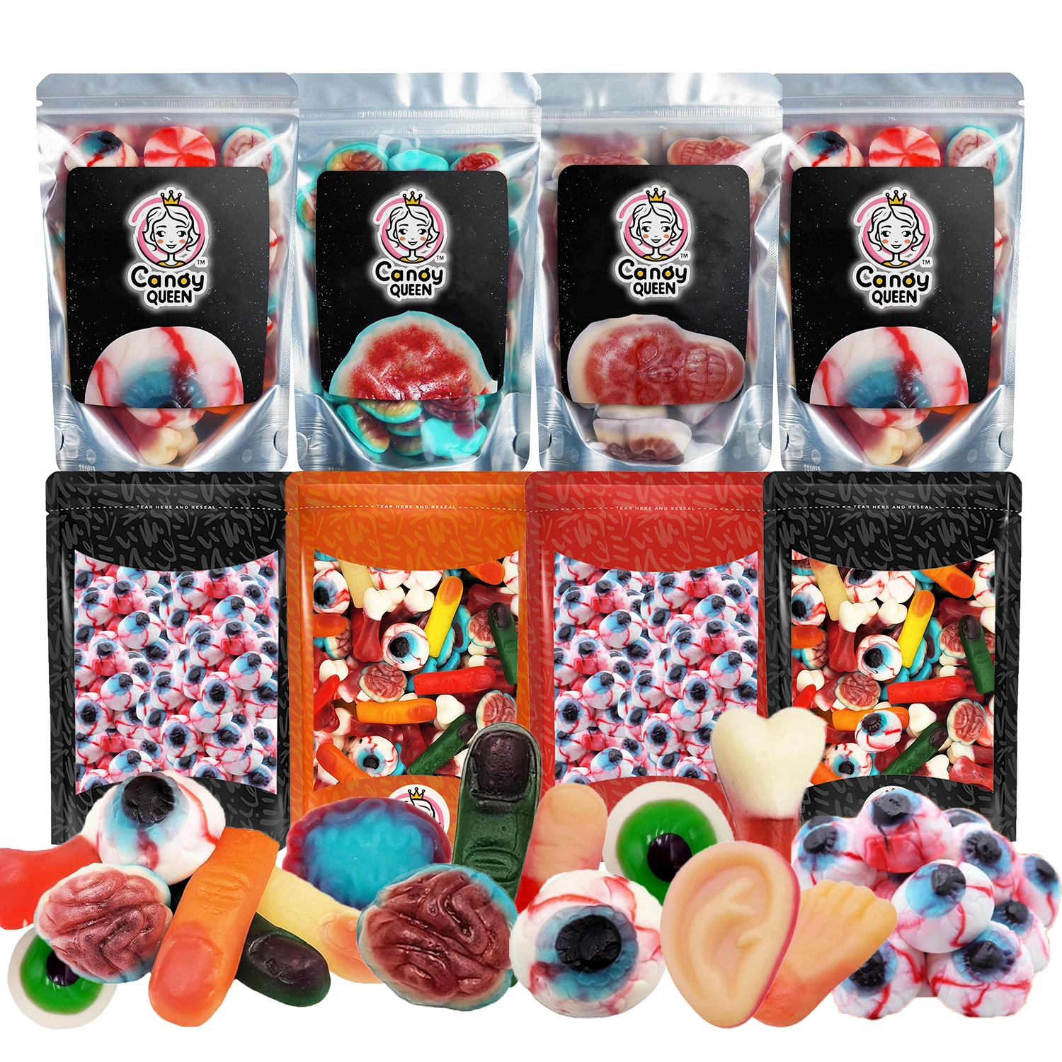 OEM/OEM Halal Bulk Gelatin Jelly Candy Halloween Eyes finger Prank Gummy Candy Bonbons Wholesale
