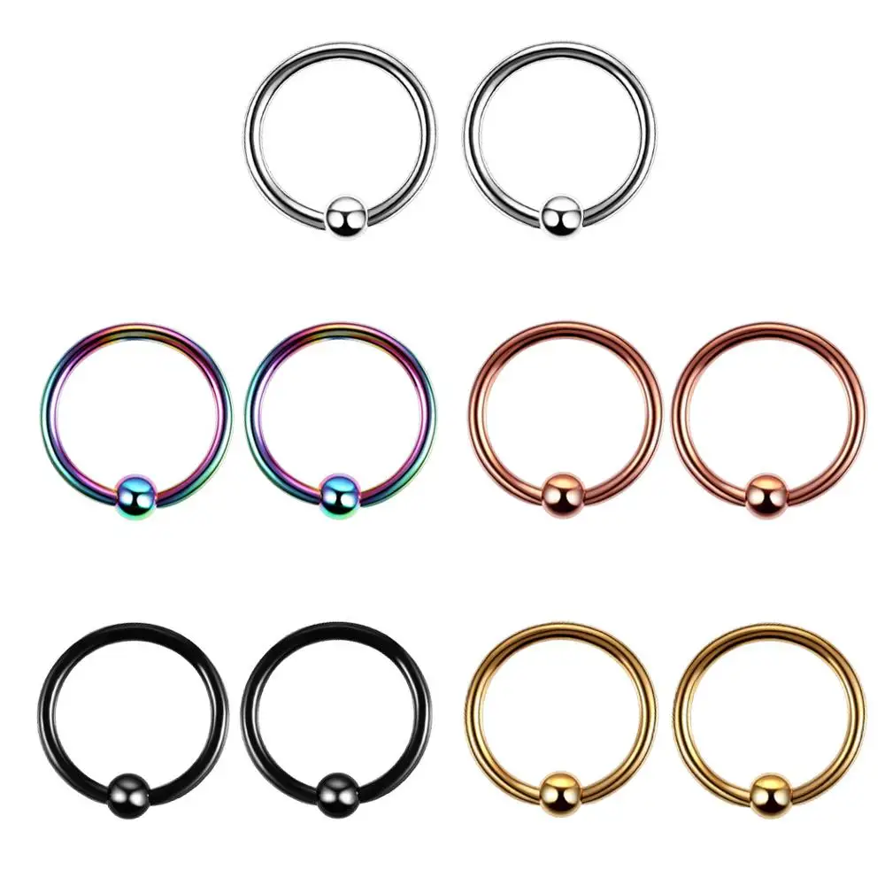Factory 1 Pcs Surgical Stainless Steel Hoop Nose Ring With Ball Nose Rings And Studs Septum Earring Body Piercing Jewelry