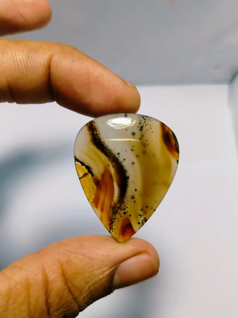 Montana Agate earrings Cabochon loose stone semi precious Montana Agate for Meditation & amazing jewelry. 45 Cts. 36X29 MM