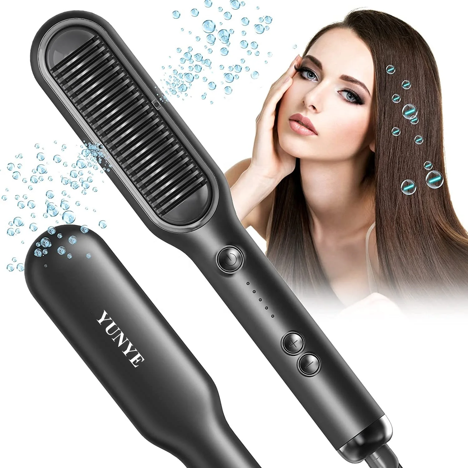 Newest High Quality Ionic Hair Straightener Brush  Comb Matte Black