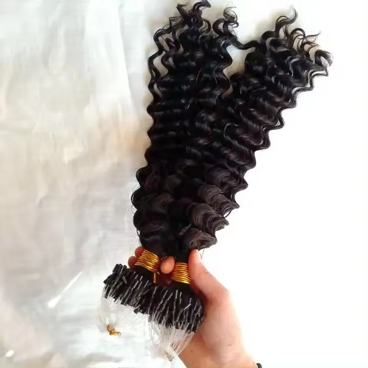 100g Human Hair The Newest Micro Links Extensions High Quality Raw Unprocessed Cambodian Deep Wave Micro Ring For Hair Extension