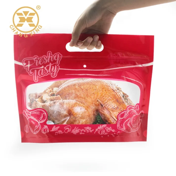 Custom Label Food Packaging Design Zipper Plastic Roasted Chicken Packaging Bags