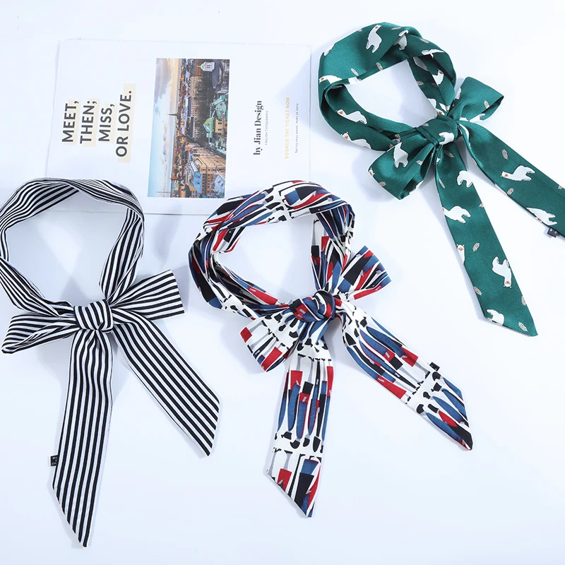 
Wholesale Fashion Printing Long Strip scarf Decorative Silk Scarf 