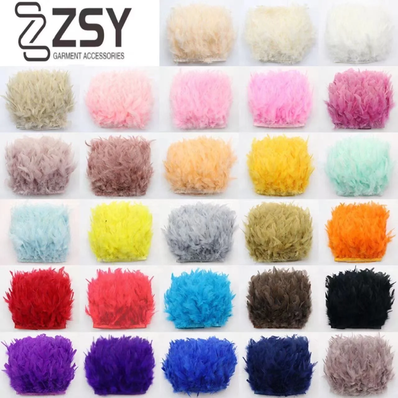 ZSY Gold Supplier Wholesale Multi-Colored Fluffy 10-15CM Turkey Marabou Feathers Fringe Trim for Sale Decoration