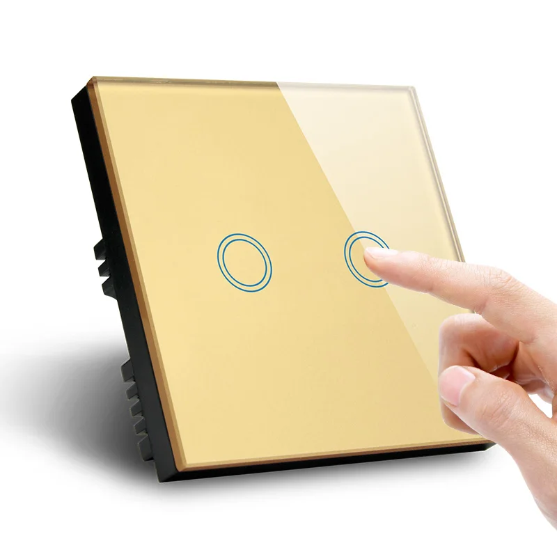 Alexa Google Home Automation 2 Gang Tuya Light Switch OEM Remote Voice Control wifi Touch Smart light switch