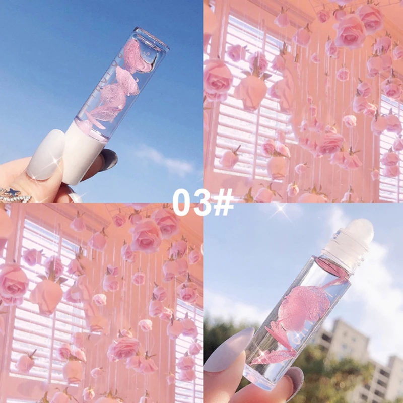 
New Transparent Oil Sexy Cute Fruit Flower Roll-on Lip Balm colorless moisturizing toot lip Cosmetics Wholesale 