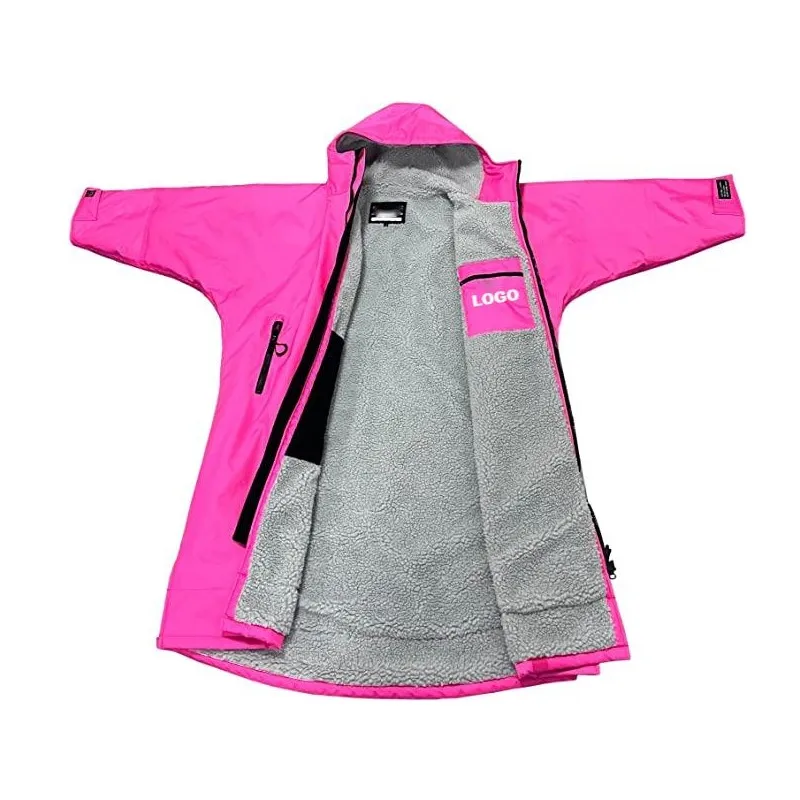 Outdoor Coat Adult Kids Warm Dry Wrinkle-Resistant Beach Poncho Surf Changing Robe Swimming Coat Swim Parka