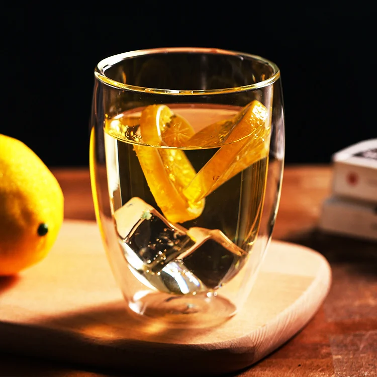 250ml 350ml 450ml clear high borosilicate double wall glass cup for tea coffee milk juice
