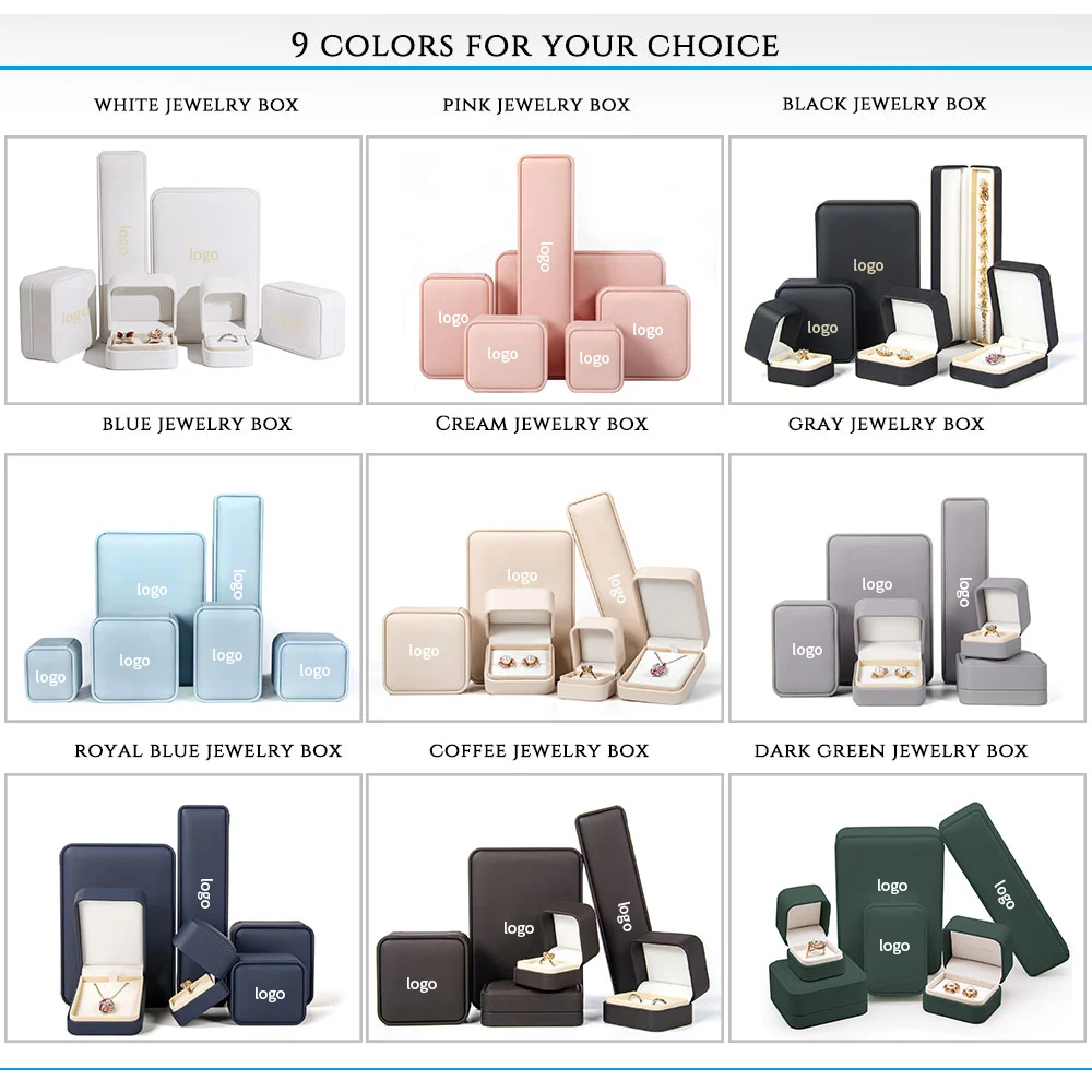 Wholesale Custom Logo PU Leather Hand Made Earring Bracelet Necklace Ring White Jewelry Packaging Box