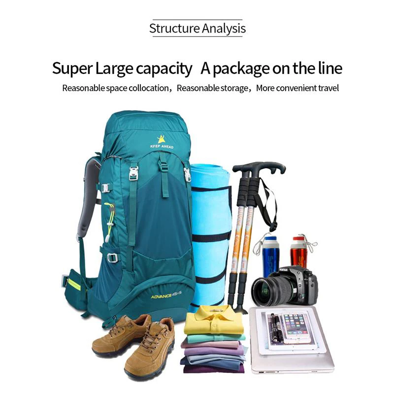 New quality nylon 45L large capacity water repellent mountaineering bag outdoor equipment sports