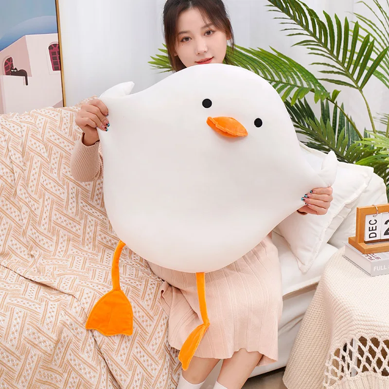 Giant 35-70cm Fluffy Duck Plush Toys Sleep Pillow Cute Animal Stuffed Swan Goose Dolls Floor Mat