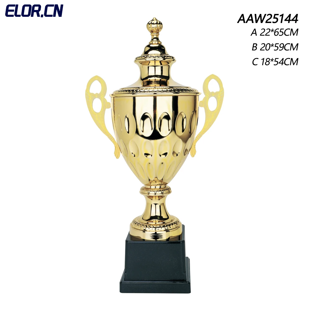Elor Factory Wholesale Big Sizes Unique Design Golden Metal Sports Awards Trophies For Sports Activities Team Competitions