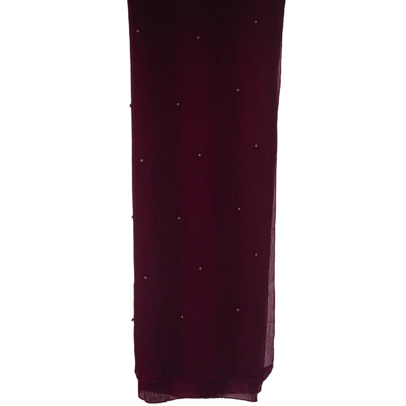 Wholesale pleated chiffon hijabs interval compression scarf with beads pattern crinkle