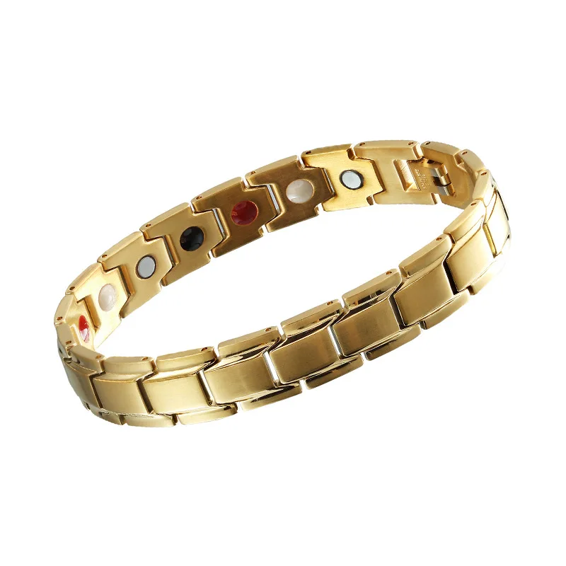 New Hot Sale 12MM Four-in-one Magnet Anti-Fatigue Quantum Energy Titanium Steel Bracelet for Magnetic Therapy