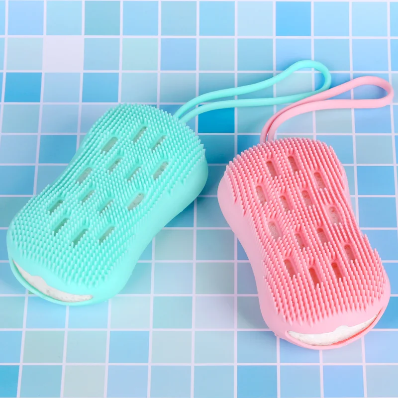 New Soft Back Body Silicone Bath Body Brush, Bath Relax Cleaning Shower Scrubber