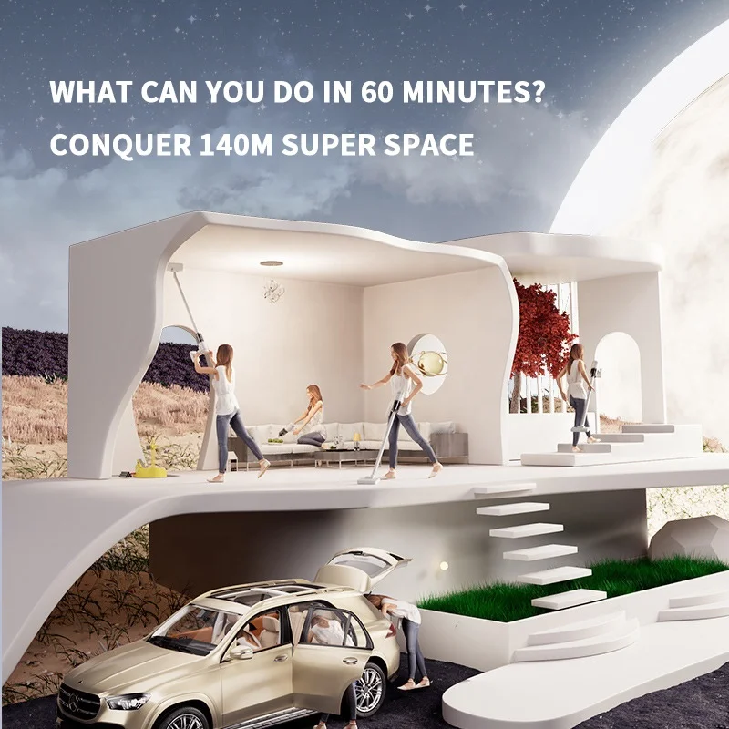 100W Cordless Handheld Stick Vacuum Cleaner Portable Cleaning Mop Cleaner 3*2000mAh Battery Capacity