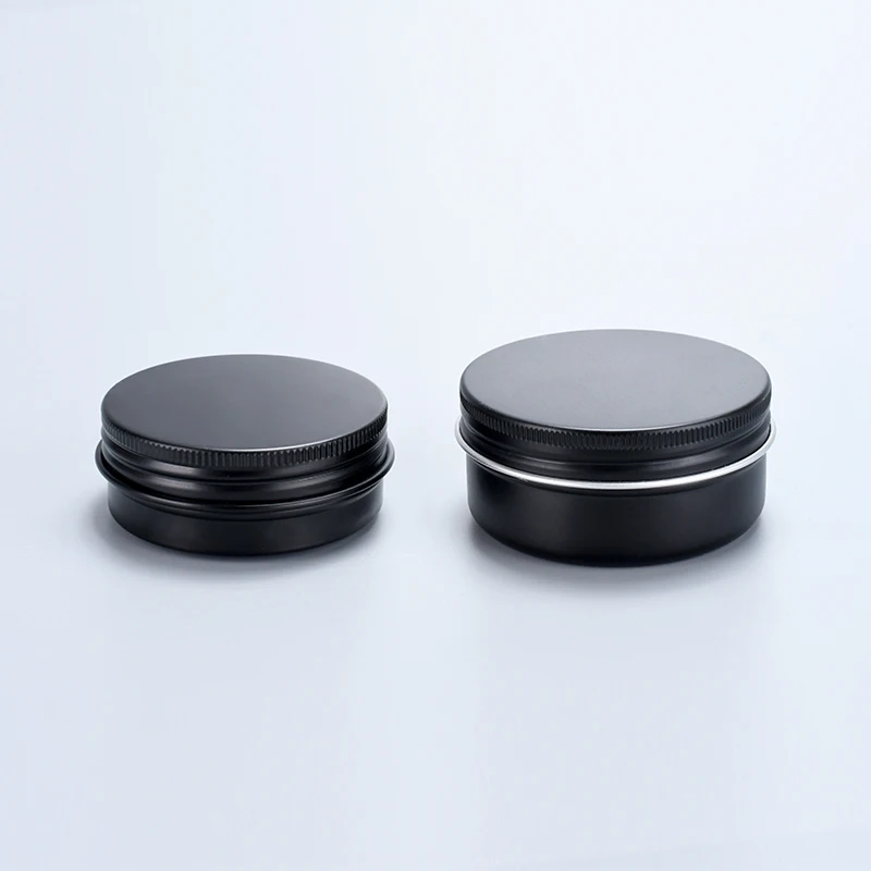 1oz 3oz Screw Top Aluminum Tin Jar Metal Storage Spices Candies Packaging Cosmetic Lip Balm Containers with Black Screw Lid