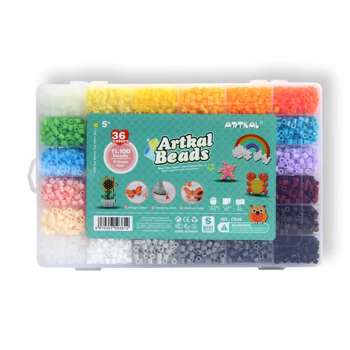 
Ready to ship amazon hotsale kids education toy fuse beads set 36 colors perler hama beads 5mm set 