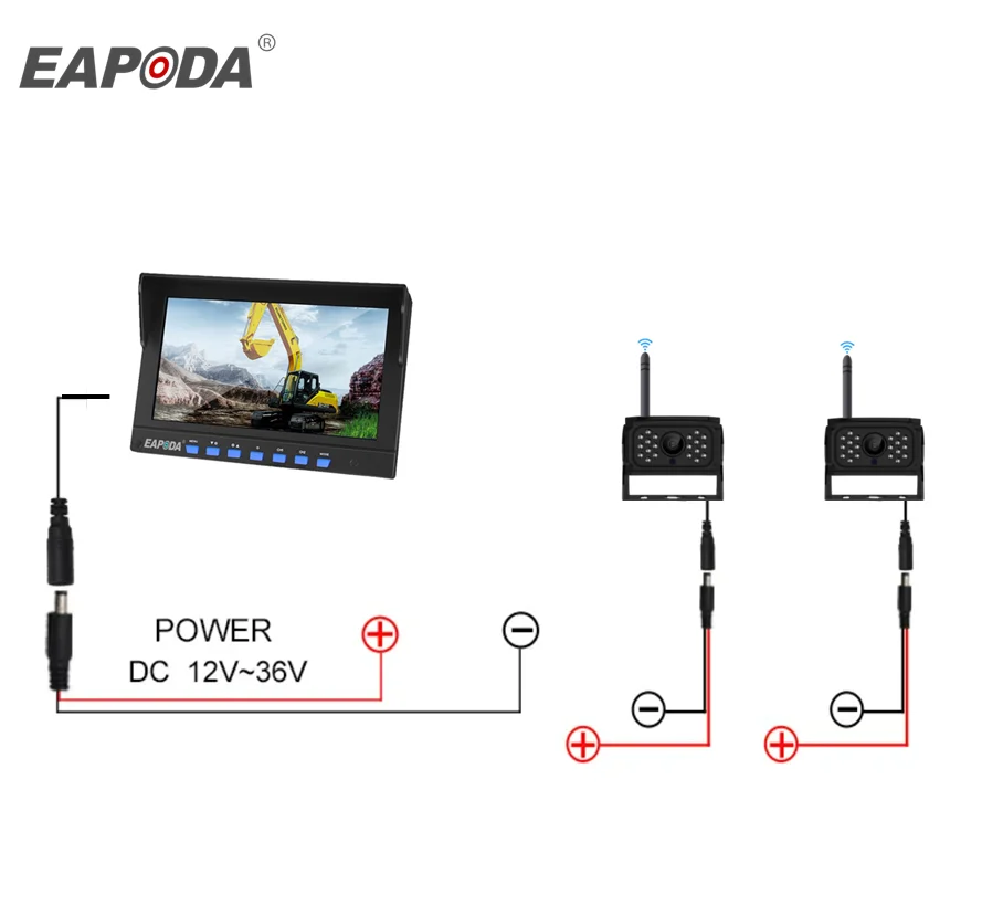 2.4G Wireless Security Monitoring System with 7 Inch Waterproof LCD Monitor Night View Wireless Camera Split Screen Function
