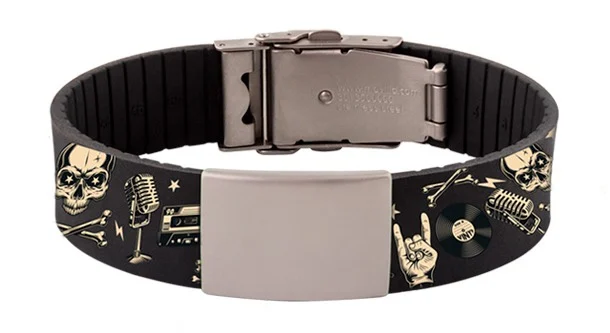 Adjustable Medical Alert Bracelet Stainless steel tags plates buckles clasps