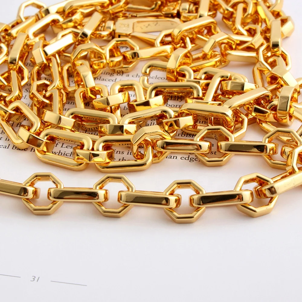 High quality genuine single-shoulder chain alloy hexagonal 24K gold messenger bag women fashion handbag hardware accessories12mm