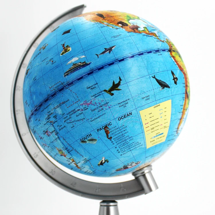 14C high quality blue background color cartoon plastic holder globe educational teaching tool